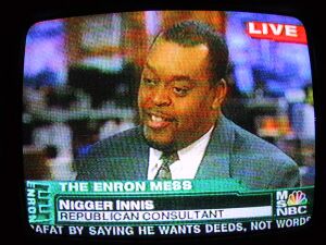 Roy's son Niger, as seen on MSNBC. We spelled his name correctly. They didn't. Proof positive that no matter how right-wing some blacks try to make themselves, there are those among the right that will always see them as...well, you know.